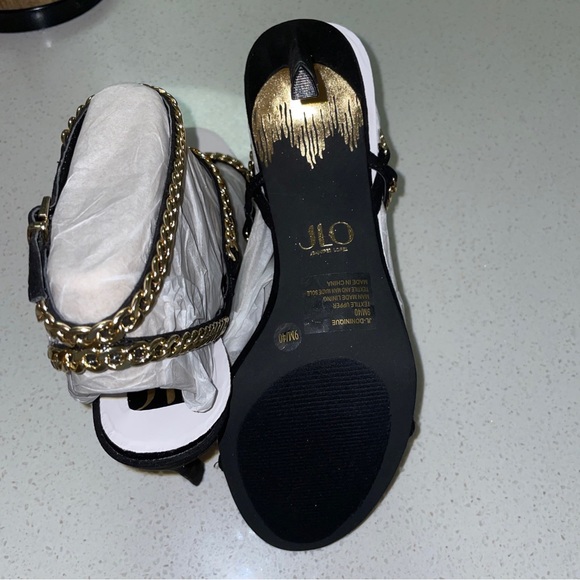 JLO Jennifer Lopez Strappy Chain Stiletto Open Toe Heels Size 9M - Picture 3 of 4
